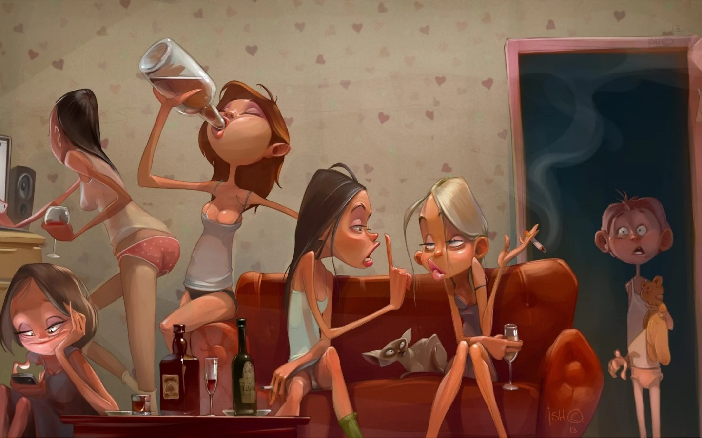 вечеринка, арт, smile, party, girls, art, drink, sun, summer, house, wide