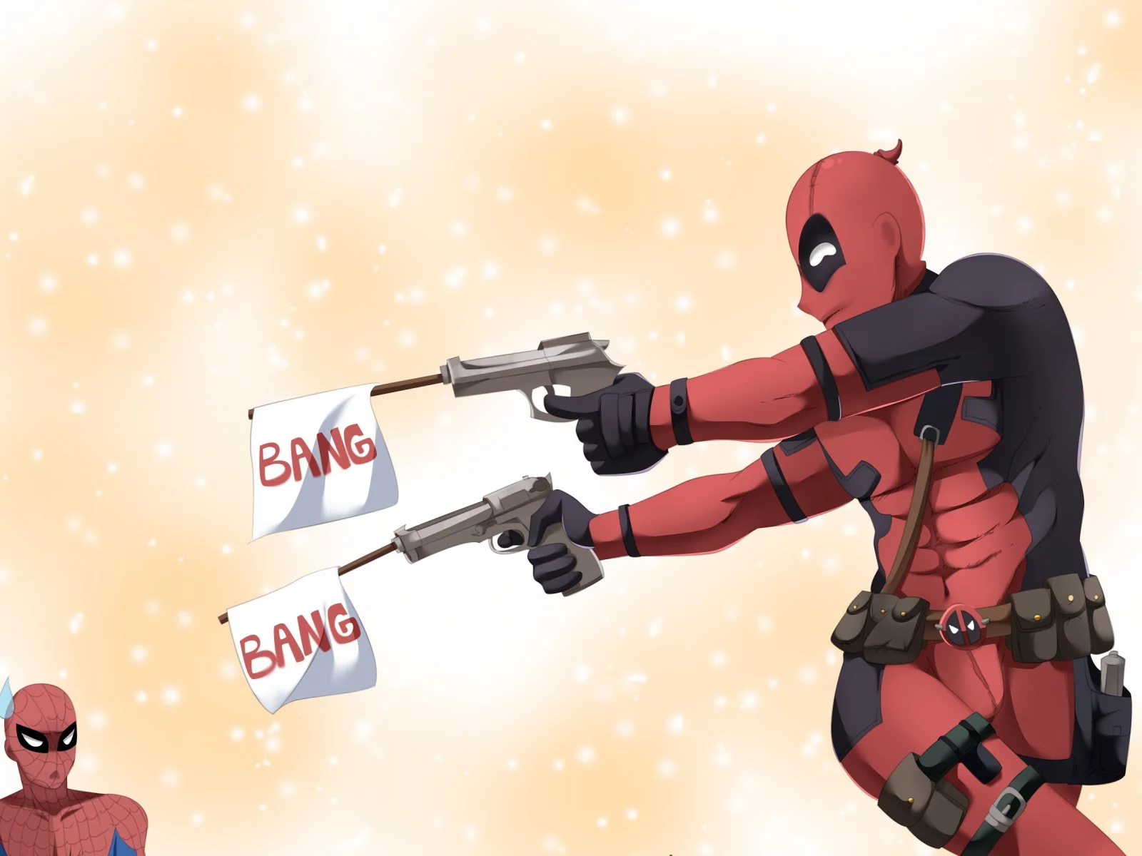 gun, pistol, weapon, deadpool, pideran, spiderman, pider an, by claudiadragneel