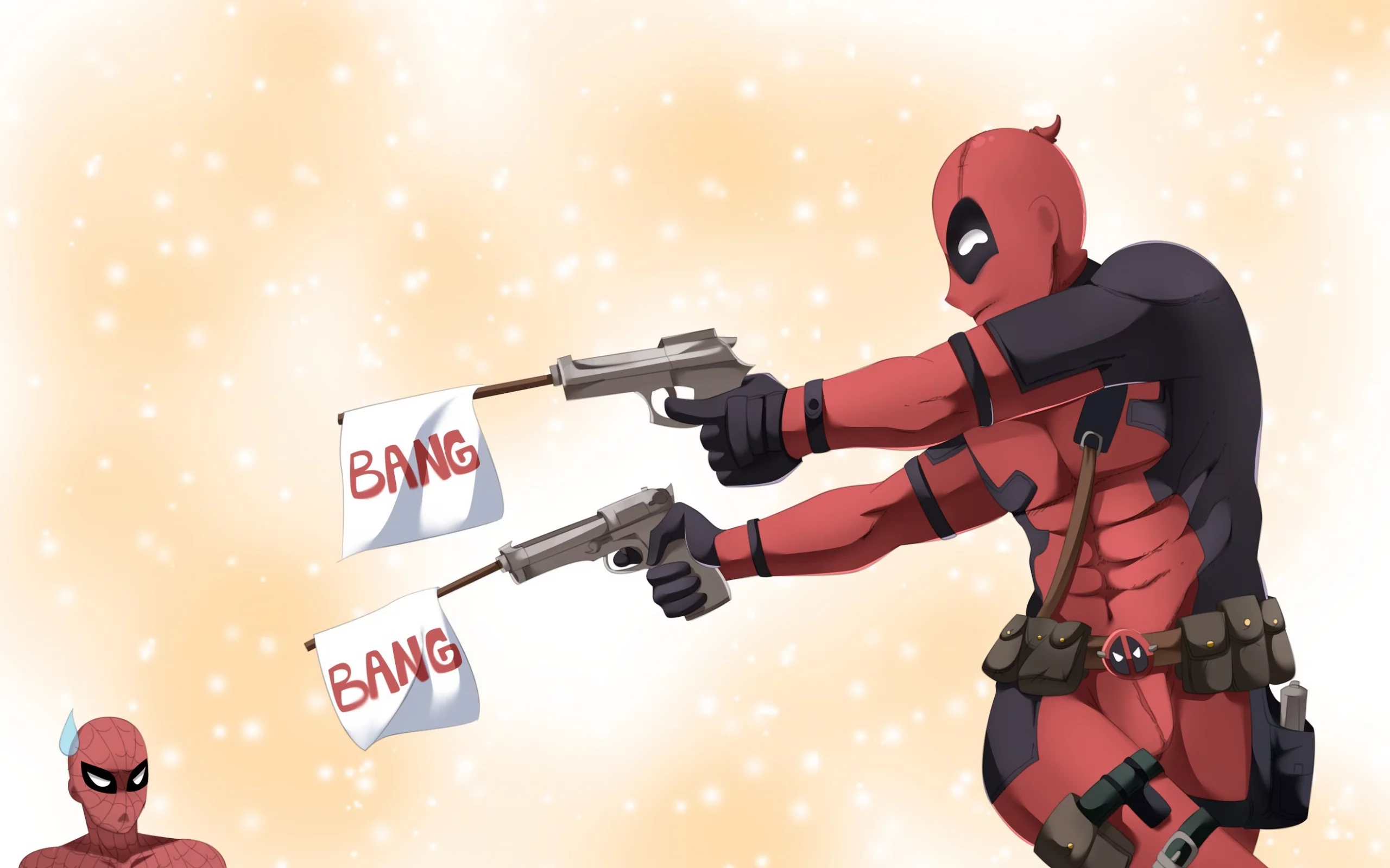 gun, pistol, weapon, deadpool, pideran, spiderman, pider an, by claudiadragneel