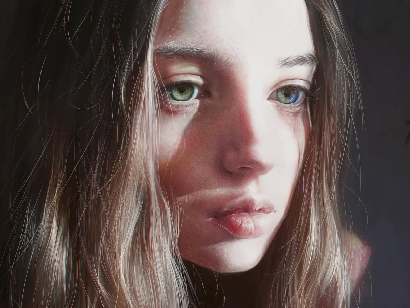 глаза, взгляд, девушка, лицо, волосы, красавица, art