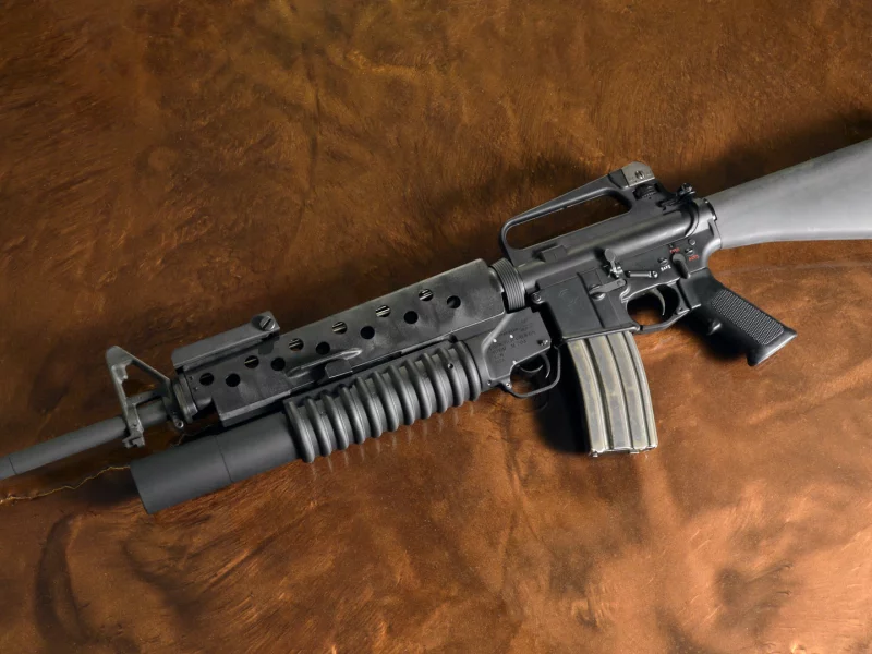 винтовка, штурмовая, m16a4, m203, stock, rifle, gun, hand, ballistic, weapon, guns, weapons, military, sun, summer, day, nice, room, see, wide