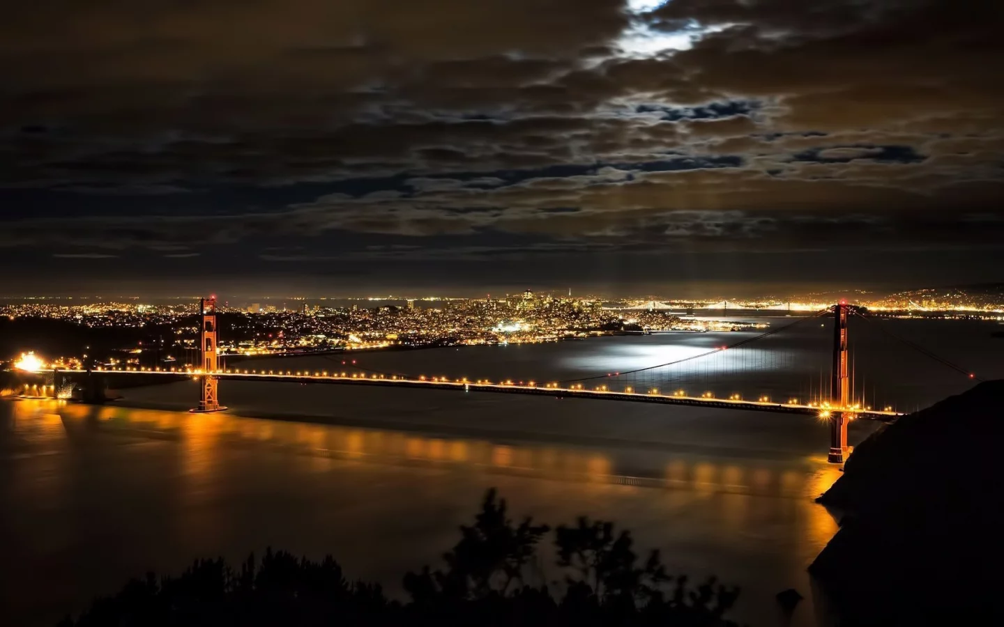 город, полночь, дорога, city, midnight, bridge, san francisco, golden gate, streets, road, street, dark, see, nice, wide