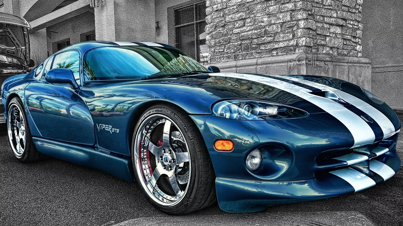 автомобиль, додж, dodge, viper, gts, dual, cowl, car, old, front, convertible, luxury, modern, silver, sun, summer, see, nice, pingallery, wide