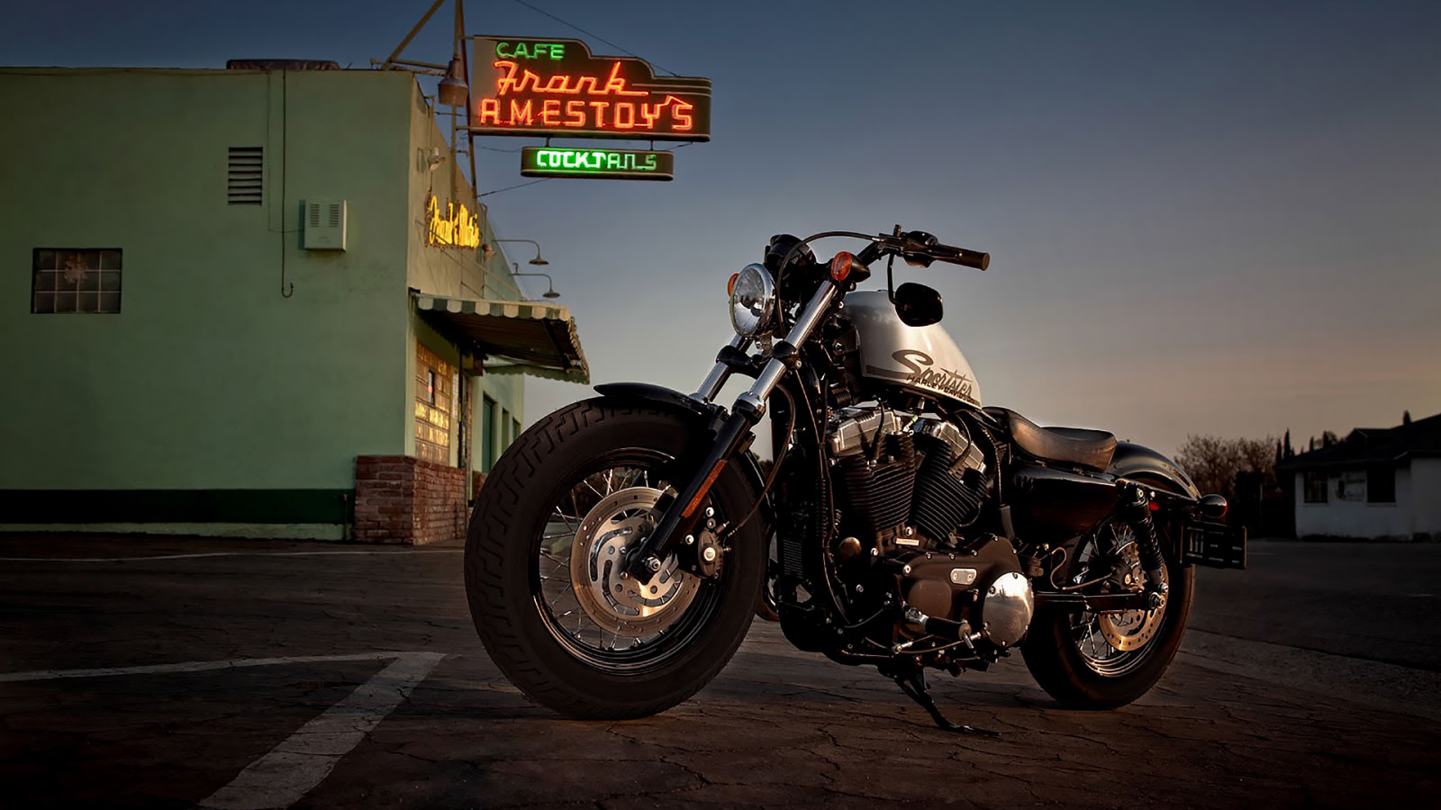 мотоцикл, harleydavidson, harley, davidson, sportster, motorbike, bike, storm, highball, dark, see, sun, darkness, black, highway, town, мотоцикл, wide