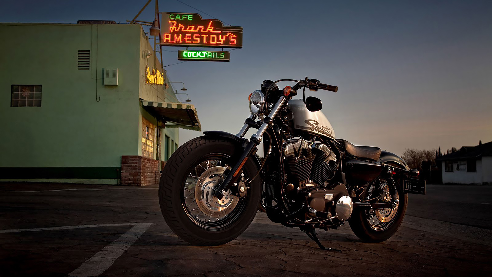 мотоцикл, harleydavidson, harley, davidson, sportster, motorbike, bike, storm, highball, dark, see, sun, darkness, black, highway, town, мотоцикл, wide