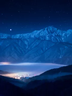 небо, звезды, пейзаж, горы, звезда, сириус