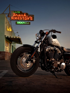 мотоцикл, harleydavidson, harley, davidson, sportster, motorbike, bike, storm, highball, dark, see, sun, darkness, black, highway, town, мотоцикл, wide