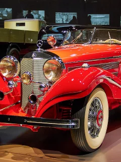 автомобиль, мерседес, classic, mercedes, 500k, mercedes 500k, dual, cowl, car, old, front, lebaron, convertible, luxury, retro, red, sun, summer, see, nice, wide