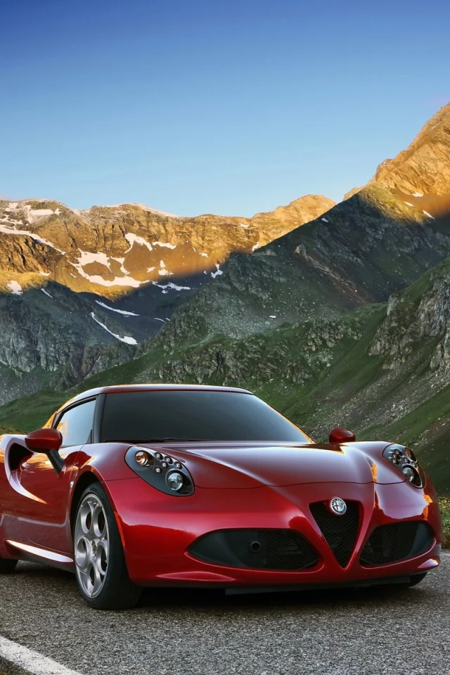 альфа ромео, 4с, горы, 4c, alfa romeo, mountains, way, modern, power, mod, car, sun, sky, summer, see, indusrial, front, silver, nice, wide
