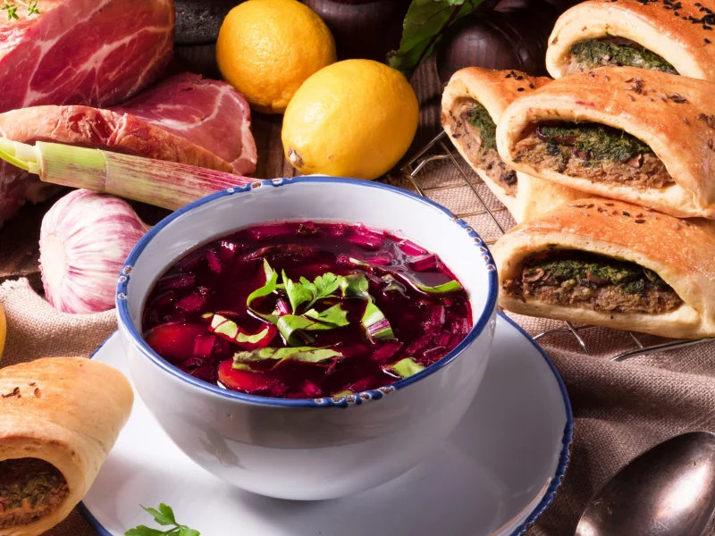 суп, пирожки, мясо, овощи, pies, лимон, meat
