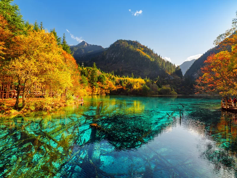 китай, цзючжайгоу парк, парки, реки, осень, горы