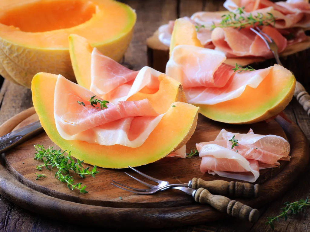 мясо, дыня, melon, jamon, еда, хамон