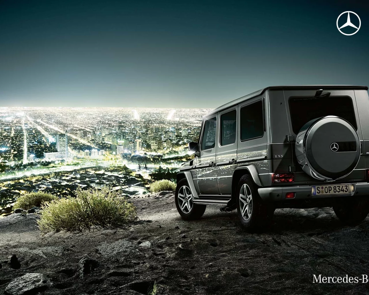 mercedes, g class, amg, гелик, ночь, город, горизонт, вид сзади