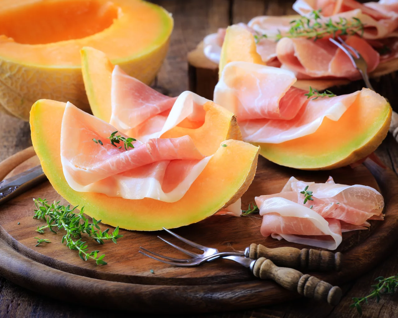 мясо, дыня, melon, jamon, еда, хамон
