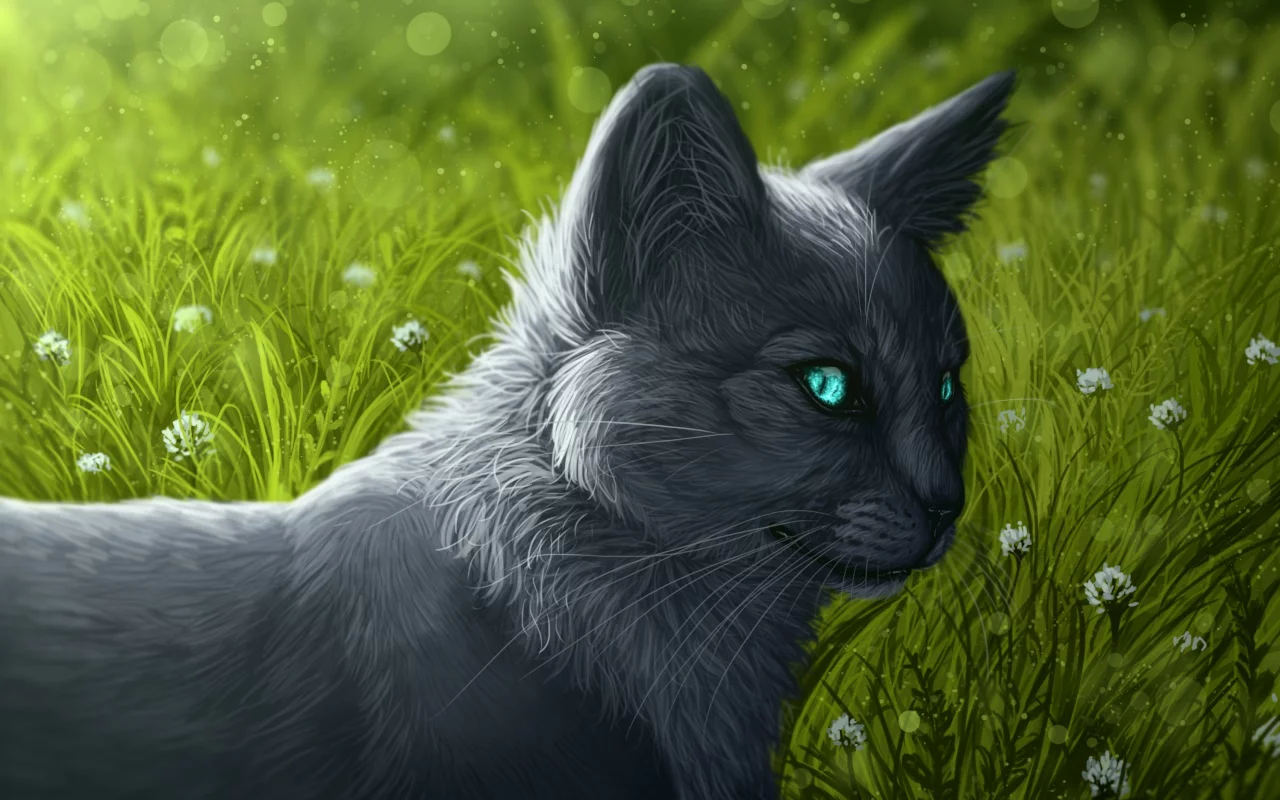 котенок, трава