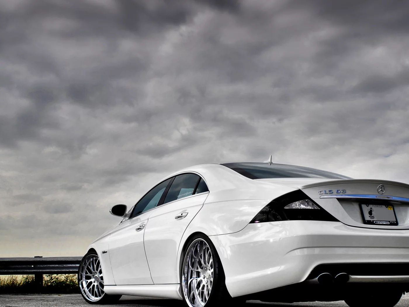 mercedes, cls, amg, горизонт, вид сзади