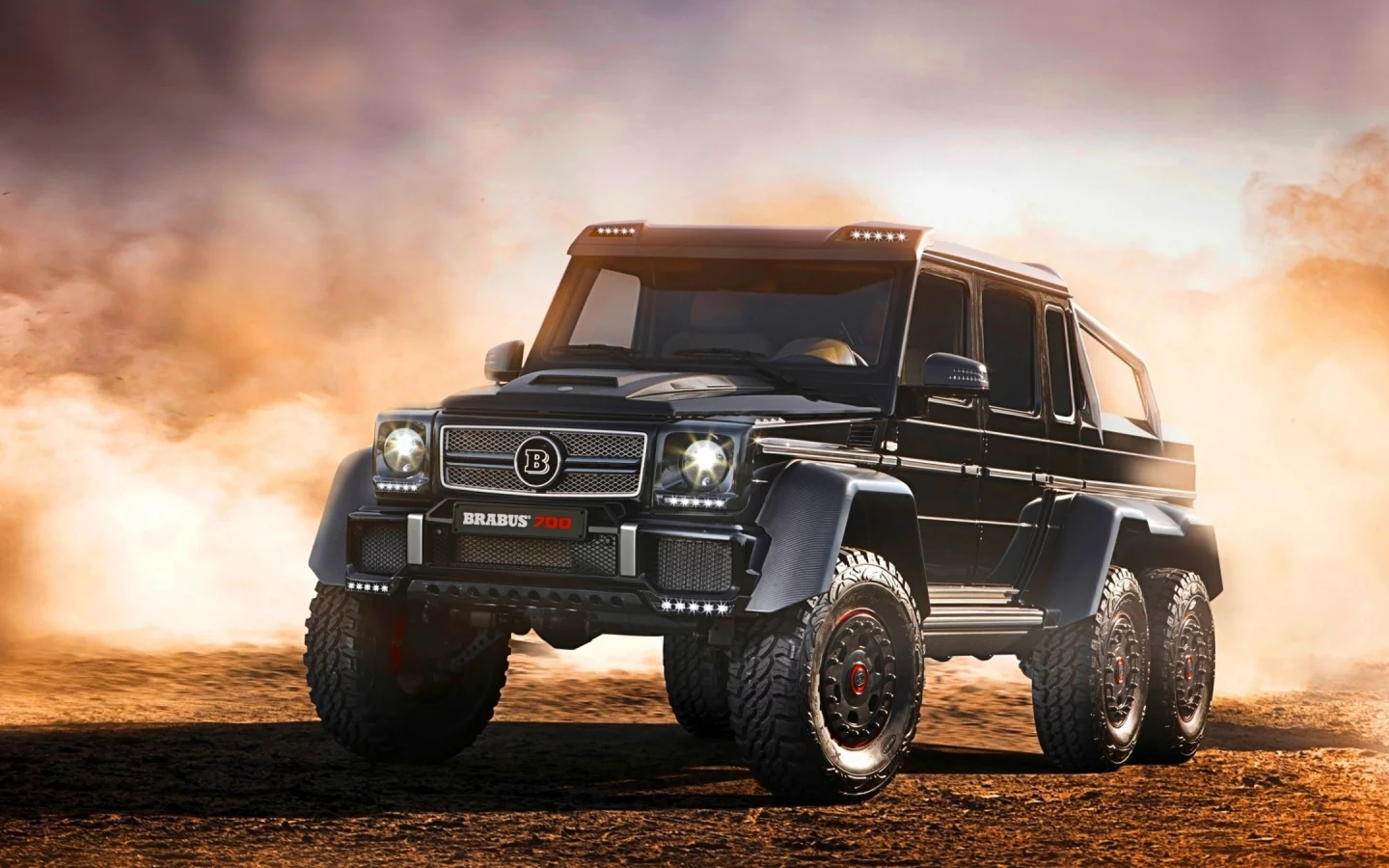 мерседес, mercedes, brabus, 700, b63s, spez, suv, 6x6, modern, power, mod, car, sun, sky, summer, sand, see, indusrial, front, black, nice, wide