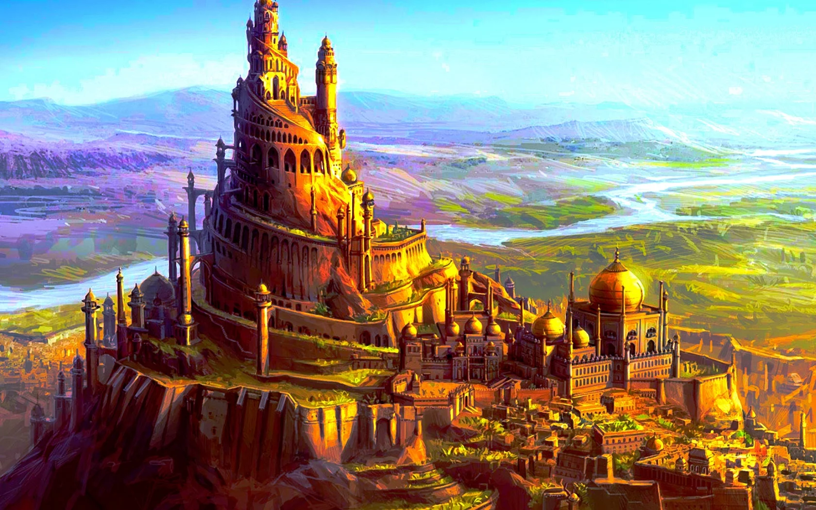 крепость, fantasy, пейзаж, арт, фэнтази