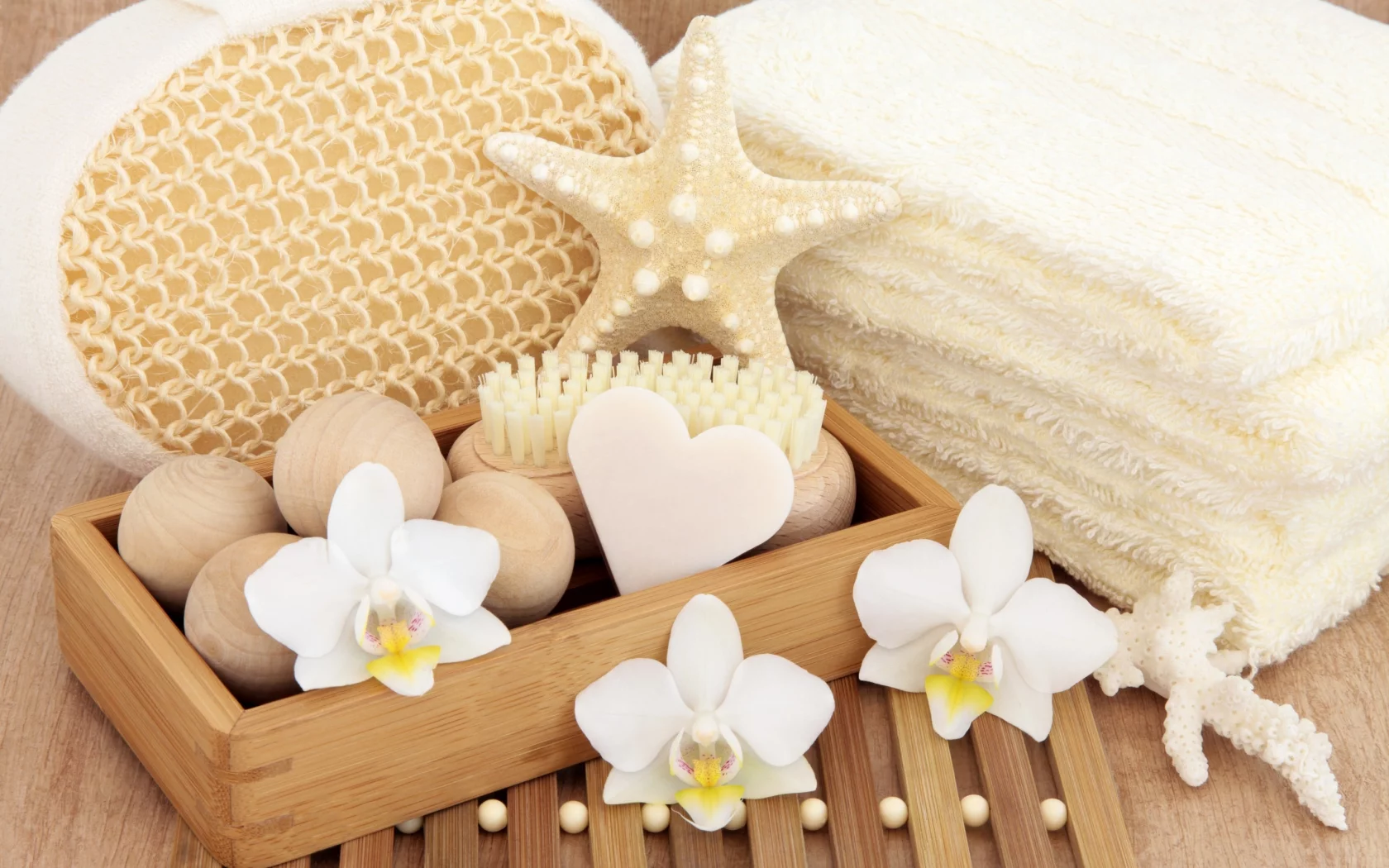still life, bath, spa, мыло, ракушки, seashells, orchid, candle, salt, flowers, цветы