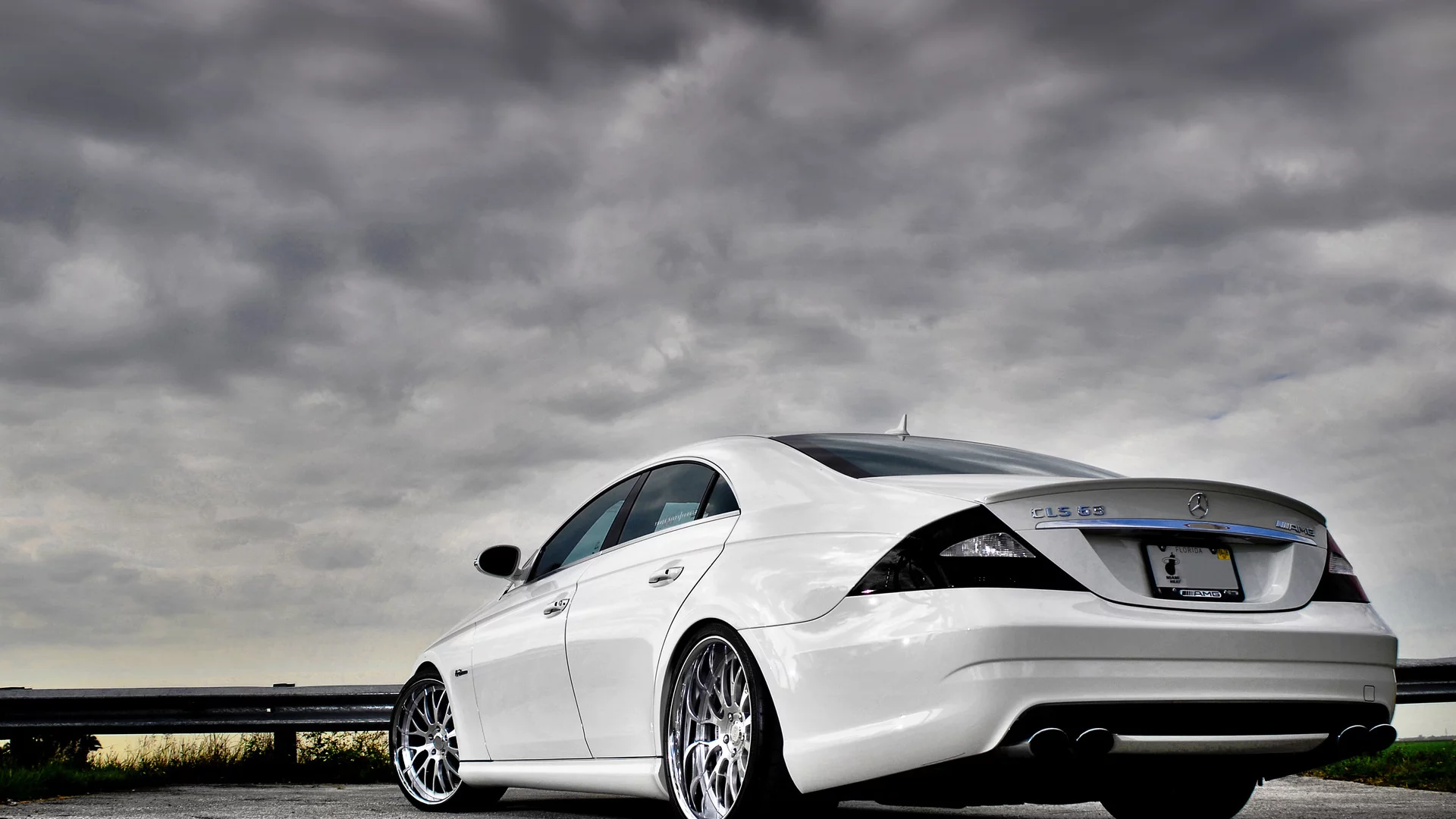mercedes, cls, amg, горизонт, вид сзади