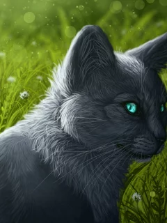 котенок, трава