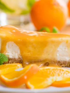 мята, чизкейк, десерт, апельсиновый сироп, торт, дольки