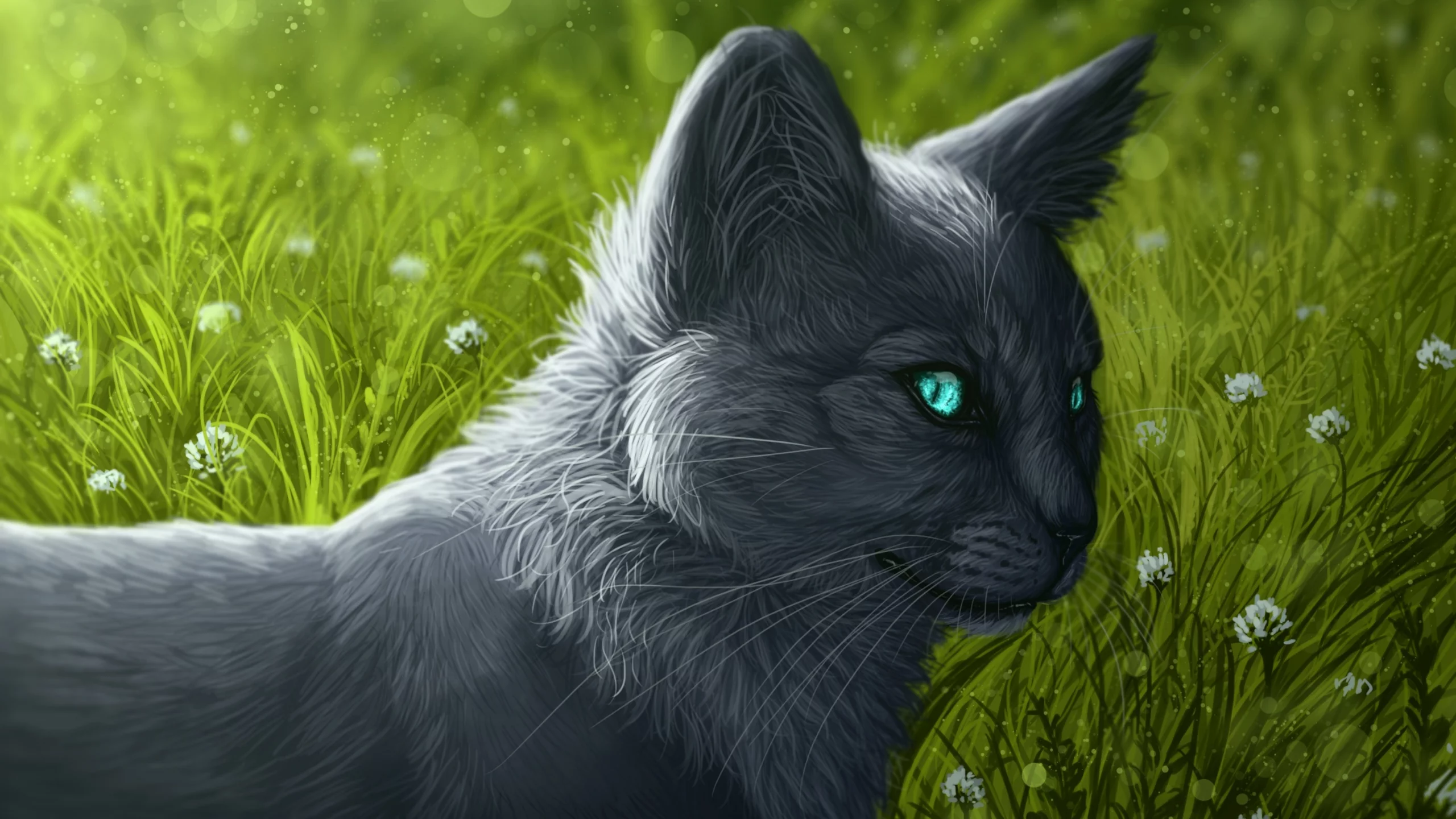 котенок, трава