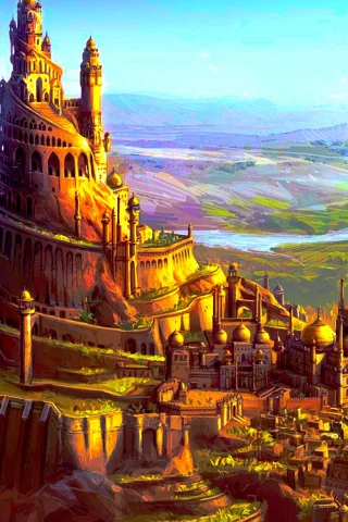 крепость, fantasy, пейзаж, арт, фэнтази