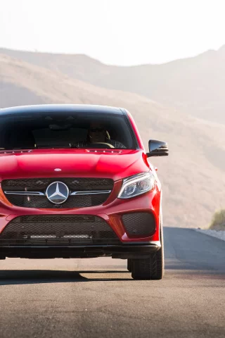 мерседес, mercedes, gle, 450, amg, 4matic, coupe, spez, suv, modern, power, mod, car, sun, sky, summer, see, indusrial, front, red, nice, wide