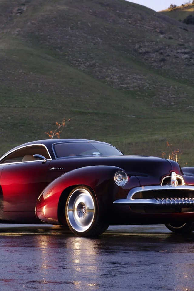 cars, holden, efijy, concept, red, cowl, car, old, stile front, lebaron, luxury, retro, mod, dark, sun, summer, see, nice, mount, wide