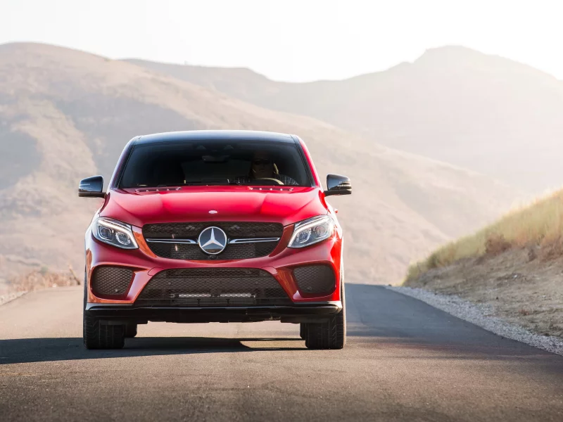 мерседес, mercedes, gle, 450, amg, 4matic, coupe, spez, suv, modern, power, mod, car, sun, sky, summer, see, indusrial, front, red, nice, wide