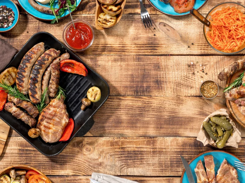 grilled, мясо, овощи, wood, барбекю, гриль, meat