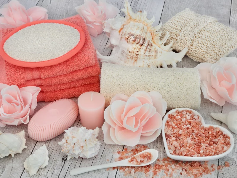still life, bath, spa, мыло, ракушки, seashells, candle, salt, flowers, цветы