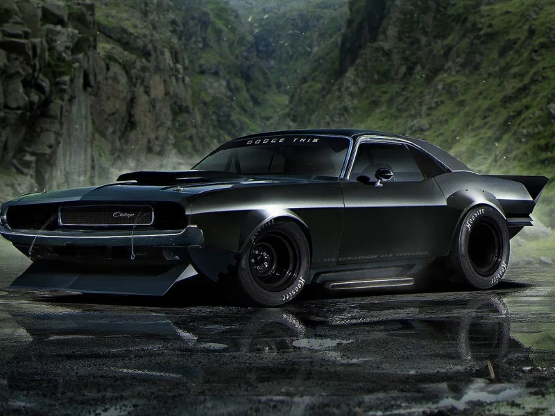 автомобиль, додж, dodge, charger, 1960, tuning, modern, power, mod, car, muscle, cars, sun, sky, summer, see, indusrial, front, black, nice, street, wide