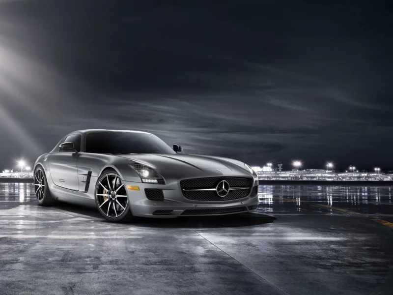 mercedes, sls, amg, темный фон, спорткар