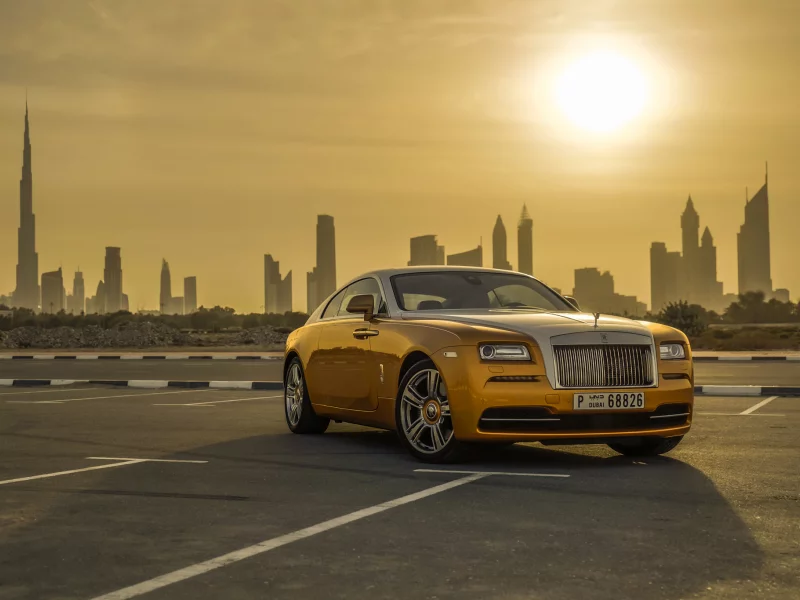 rolls royce, dubai, sunset, gold, luxury, закат, золотой, дубаи