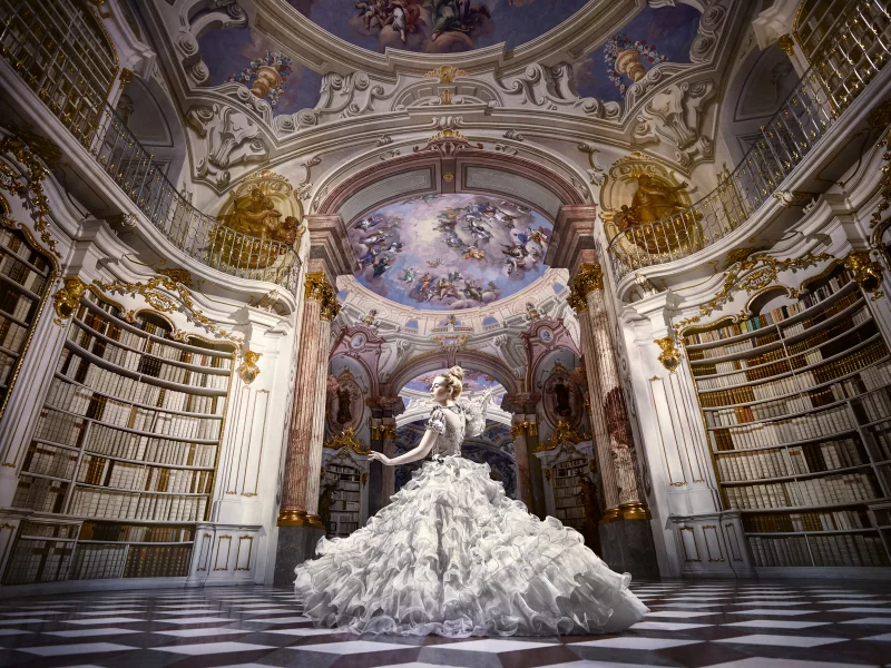 девушка, платье, библиотека, girl, blonde, dress, classic, white, library, old, light, books, white, sun, see, sun, summer, nice, eyes, wide