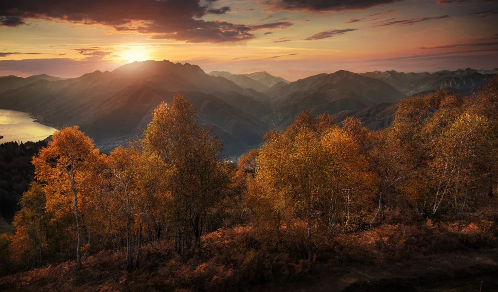 закат, осень