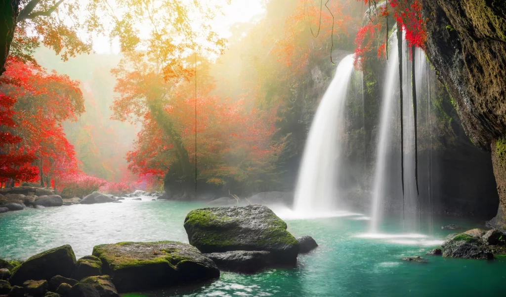 каскад, камни, осень, beautiful, река, лес, вода, waterfall, autumn, nature, деревья, водопад, природа, forest, river