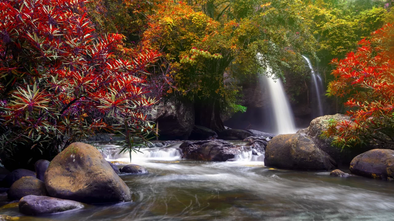 каскад, лес, nature, beautiful, река, вода, осень, waterfall, autumn, водопад, природа, forest, river
