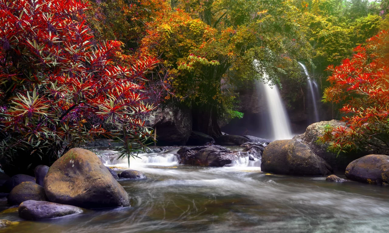 каскад, лес, nature, beautiful, река, вода, осень, waterfall, autumn, водопад, природа, forest, river