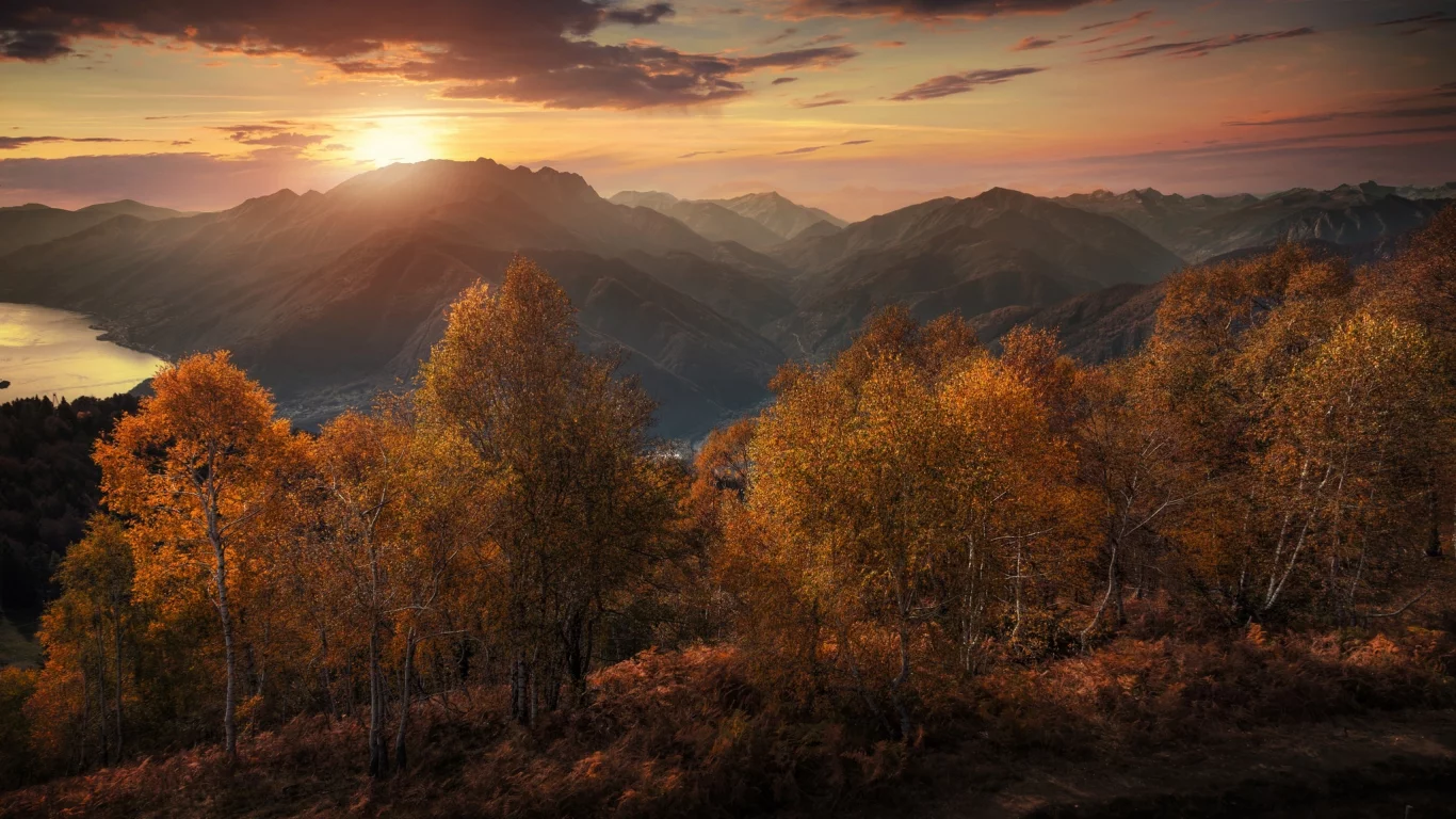 закат, осень
