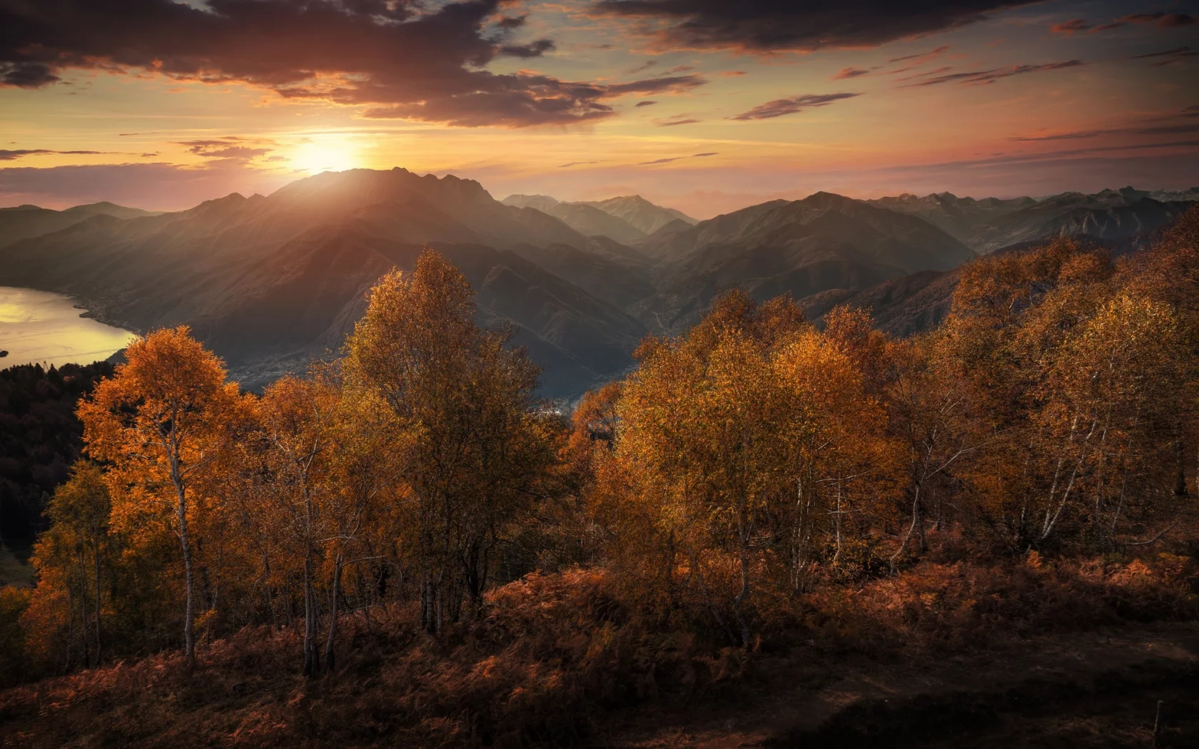 закат, осень