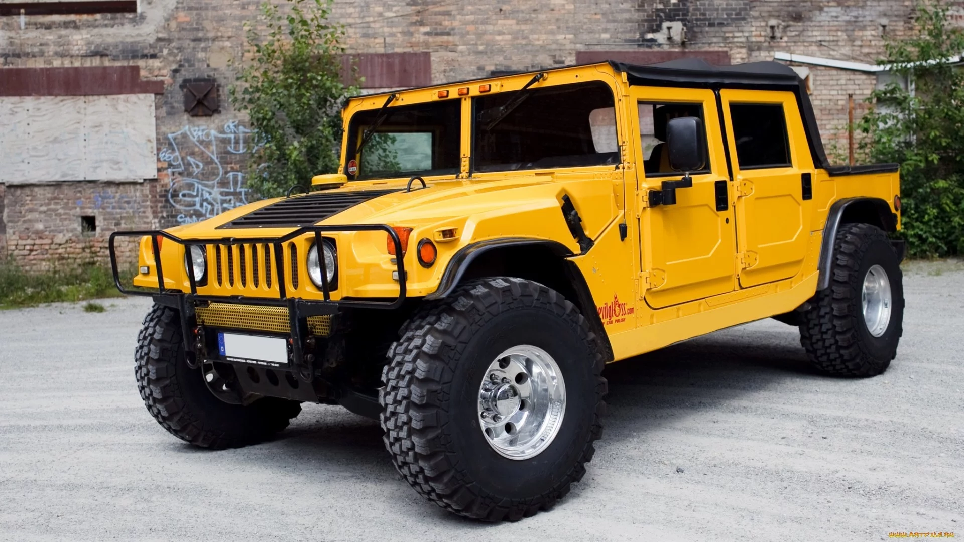 hummer, h2, yellow, внедорожники