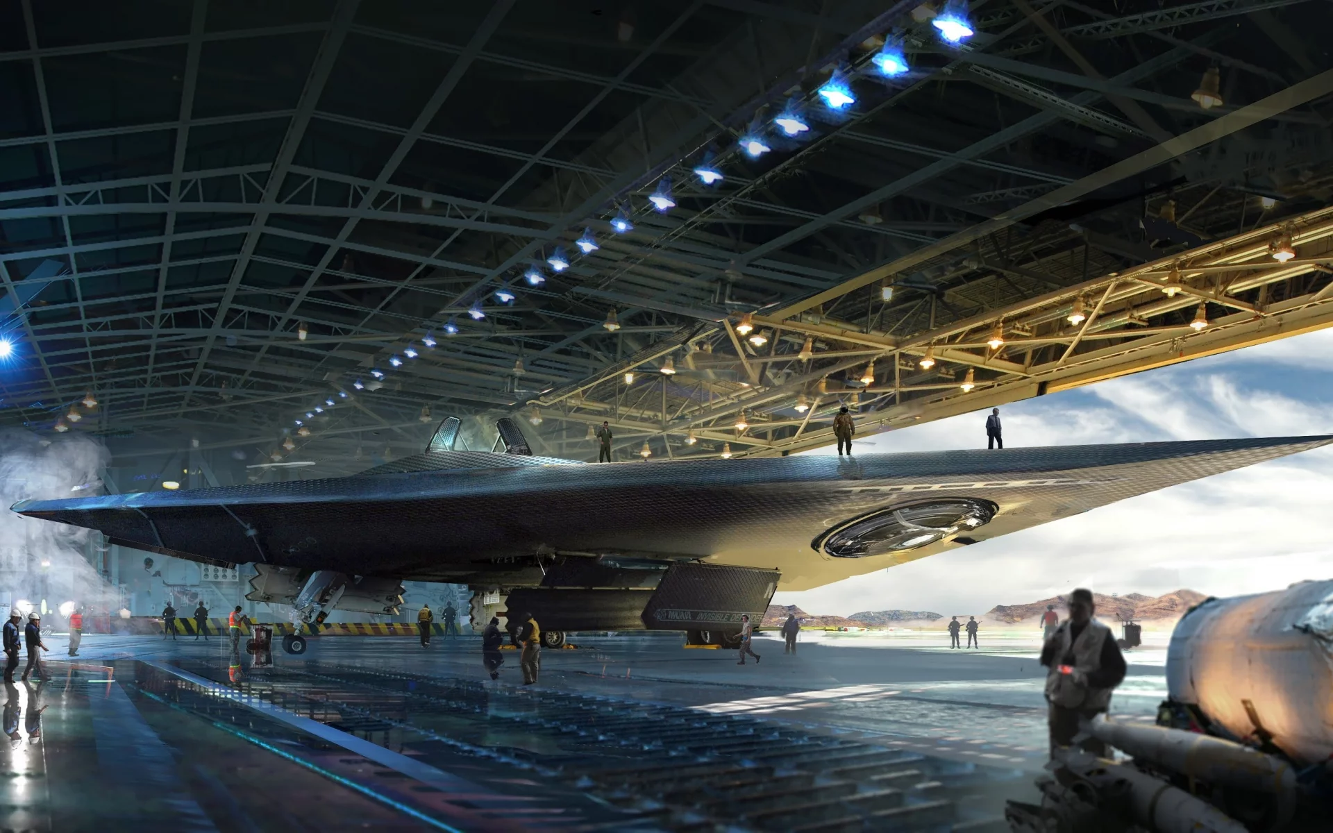 ангар, порт, космолёт, шаттл, hangar, port, spaceship, shuttle, black, equipment, repair, army, militay, see, summer, nice, wide
