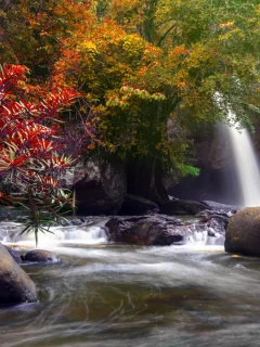 каскад, лес, nature, beautiful, река, вода, осень, waterfall, autumn, водопад, природа, forest, river