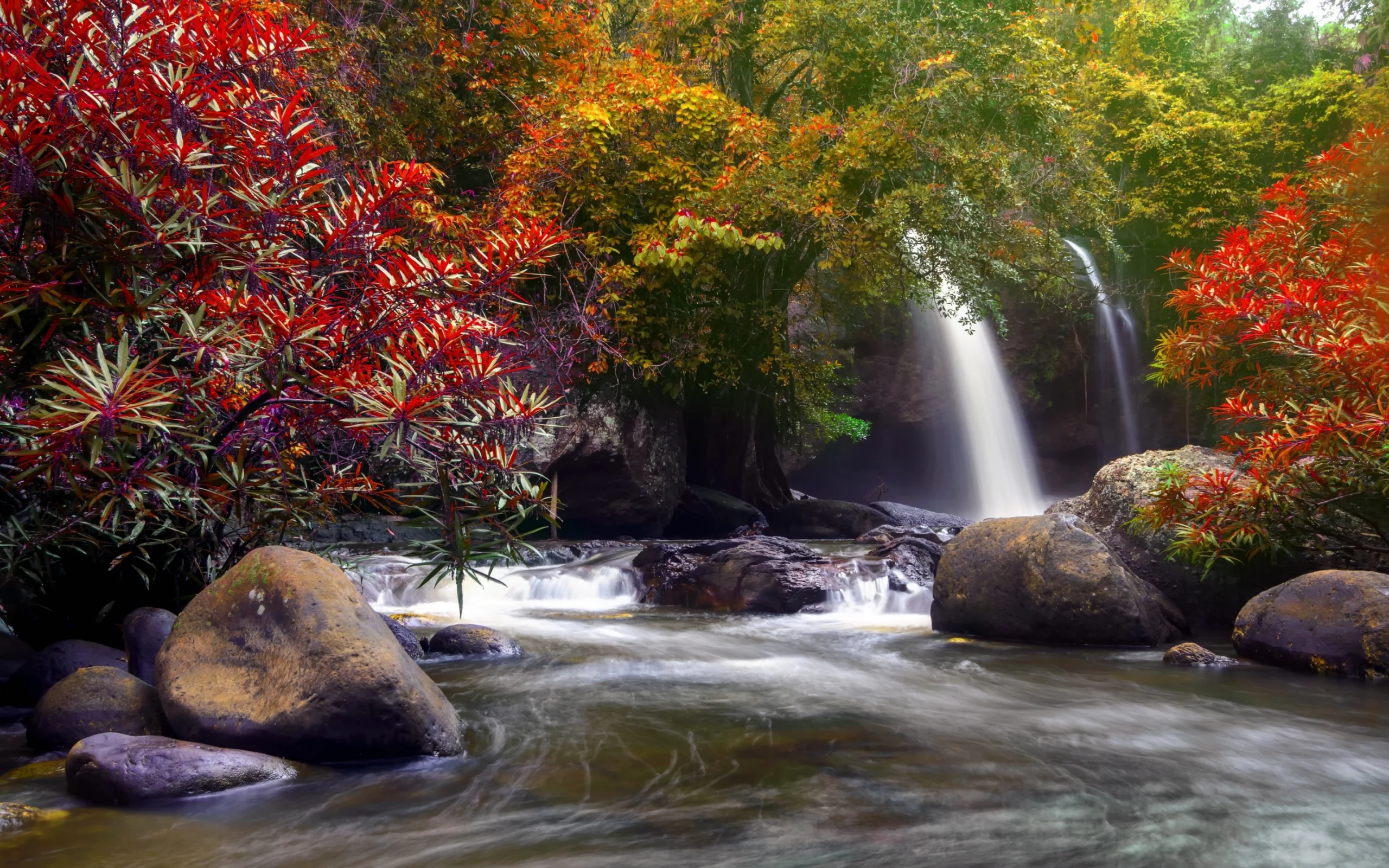каскад, лес, nature, beautiful, река, вода, осень, waterfall, autumn, водопад, природа, forest, river