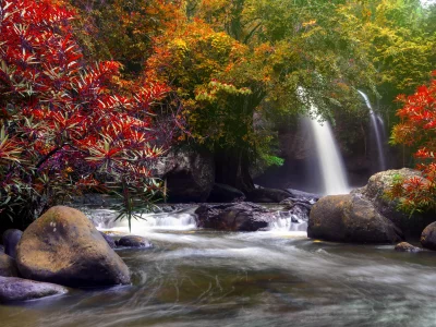 каскад, лес, nature, beautiful, река, вода, осень, waterfall, autumn, водопад, природа, forest, river