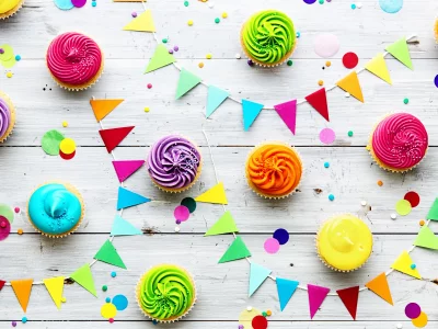 кексы, colours, candle, cake, свечи, cream, rainbow