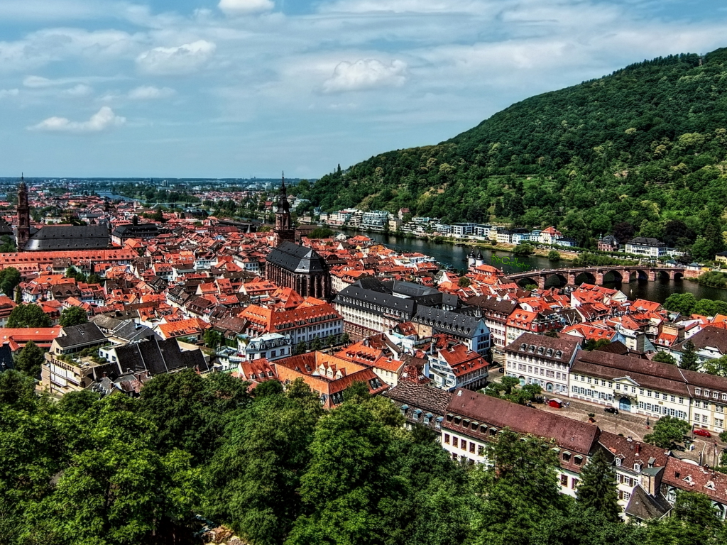 вид, на, старый, город, гейдельберг, look at the old town of heidelberg, old, town, heidelberg, city, day, sky, see, nice, wide